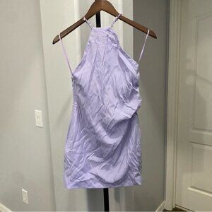 Gauge81 Lilac Purple Halter Mini Sleeveless Dress Size XS Evening Silk Pearl